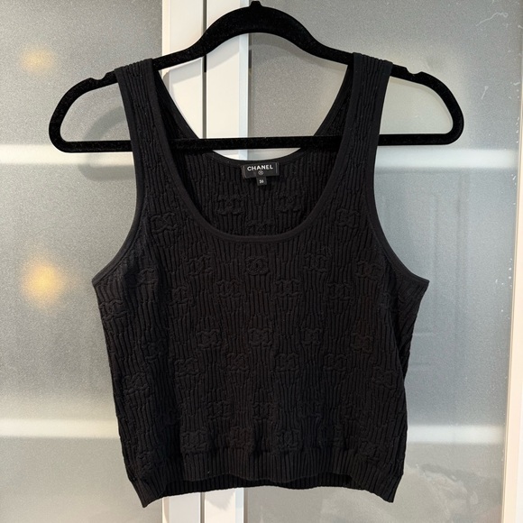 CHANEL Tops - Chanel Black Women's Top w/ CC logo FR36